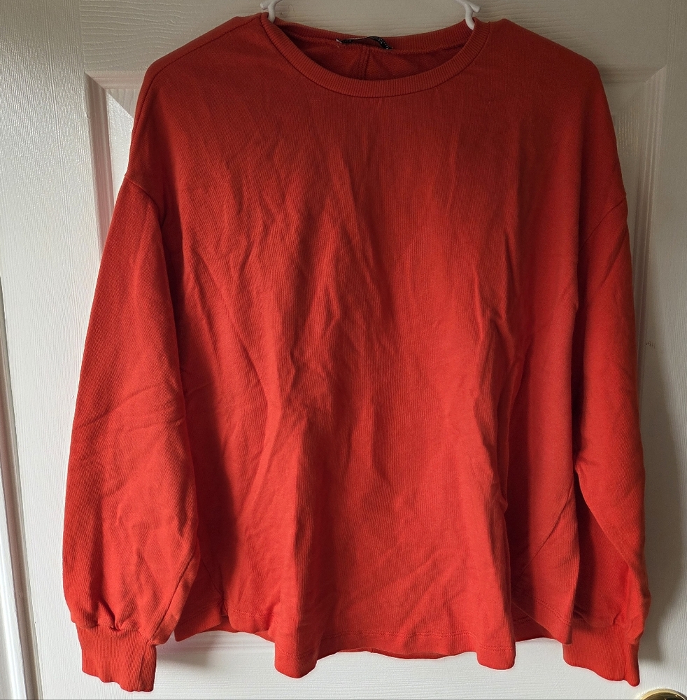 Zara Red Sweater S Pullover Cotton Blend